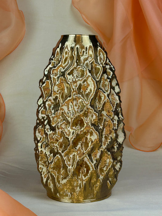 Vaso in Ceramica Dorata Effetto Corteccia